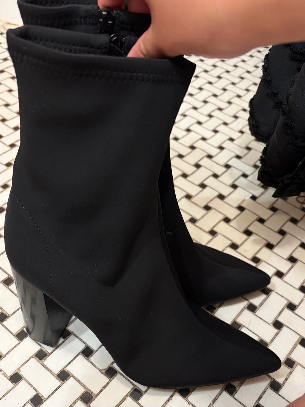 Jeffrey Campbell  Black Pointed Toe Neoprene Boots